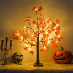 Stunning Set of 3 Pre-Lit Artificial Maple Trees - 4FT, 5FT, and 6FT with 300 LED Warm White Lights for Captivating Fall Decor - Perfect for Thanksgiving, Halloween, and Outdoor Gatherings! - Image 13