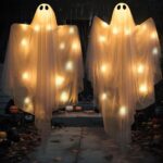 Illuminate Your Halloween with  2 Pack 47” Light-Up Hanging Ghosts - Perfect for Haunted House Decor and Outdoor Parties! - Image 8