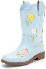 Girls' Mid Calf Cowgirl Boots - Stylish Western Flower Cowboy Boots for Toddlers, Little Kids, and Big Kids - Image 9