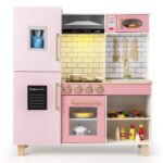 Wooden Pretend Play Kitchen Toy Set with Realistic Lights and Sounds - Image 19