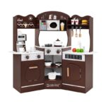 Wooden Pretend Play Kitchen Toy Set with Realistic Lights and Sounds - Image 12