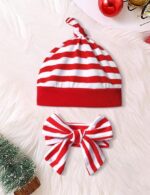 Adorable  Baby Girl Christmas Outfit - Long Sleeve Rompers & Striped Pant Set for My First Christmas! - Image 9