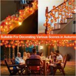30Ft Fall Garland with Timer - 60 LED Realistic Maple Leaf Lights for Stunning Autumn Home Decor - Battery Operated Thanksgiving & Halloween Decorations for Indoor/Outdoor Use - Image 4