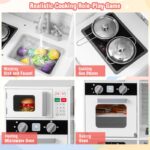 Wooden Pretend Play Kitchen Toy Set with Realistic Lights and Sounds - Image 6