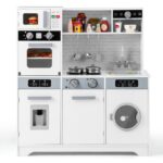 Wooden Pretend Play Kitchen Toy Set with Realistic Lights and Sounds - Image 4