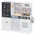 Wooden Pretend Play Kitchen Toy Set with Realistic Lights and Sounds - Image 18