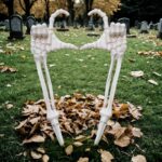 Halloween Skeleton Stakes - Love Pose 2-Piece Hands & Arms for Spooky Outdoor Yard & Graveyard Decor