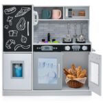 Wooden Pretend Play Kitchen Toy Set with Realistic Lights and Sounds - Image 11