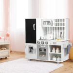 Wooden Pretend Play Kitchen Toy Set with Realistic Lights and Sounds - Image 13