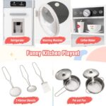Wooden Pretend Play Kitchen Toy Set with Realistic Lights and Sounds - Image 8