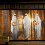 Extra Large Scary Ghosts & Pumpkin Lantern Halloween Window Clings - 3 Sheets of Creepy Decor for Home, Office, and Parties - Image 2