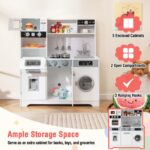 Wooden Pretend Play Kitchen Toy Set with Realistic Lights and Sounds - Image 9