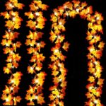 30Ft Fall Garland with Timer - 60 LED Realistic Maple Leaf Lights for Stunning Autumn Home Decor - Battery Operated Thanksgiving & Halloween Decorations for Indoor/Outdoor Use