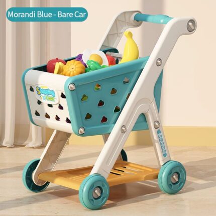 Children's Shopping Cart Toy - Interactive Kitchen Supermarket Set for Boys and Girls with Music and Fruit Cutting Features