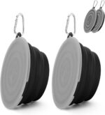 Portable Collapsible Dog & Cat Bowls with Lids - 2 Pack Travel-Friendly Foldable Water Dishes for Pets - Light Blue & Green, Small - Image 10