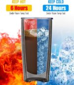 20 Oz Insulated Travel Coffee Tumbler - Stylish Powder Coated Black Stainless Steel Mug with Lid for Outdoor Adventures - Image 5