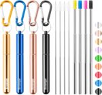 Ultimate Cruise Ship Essentials: 4-Pack Reusable Collapsible Stainless Steel Straws with Aluminum Case, Cleaning Brush, and Keychains in Vibrant Colors! - Image 8