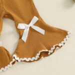 Baby Girls 3-Piece Gingerbread Man Outfit Set with Long Sleeve Jumpsuit, Headband, and Elastic Waist Flared Pants - Image 7