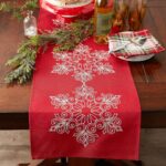 Sparkling Snowflakes Christmas Table Runner - 14x70 Embroidered Holiday Dining Decor - Image 3