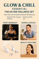 Ultimate Portable Neck Fan & Face Ice Roller Set – Bladeless Cooling with 3 Speeds, USB Rechargeable 5200mAh Battery, Perfect for Puffiness Relief & Post-Workout Refreshment! - Image 5