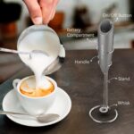 Electric Milk Frother - Handheld Battery Operated Foam Maker with Stainless Steel Whisk & Stand for Perfect Cappuccinos, Lattes, and Bulletproof Coffee - Image 4