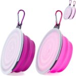 Portable Collapsible Dog & Cat Bowls with Lids - 2 Pack Travel-Friendly Foldable Water Dishes for Pets - Light Blue & Green, Small - Image 13