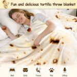 71-Inch Realistic Tortilla Taco Blanket - Soft Flannel Throw for Adults & Kids, Fun Gift for Men, Women & Teens - Perfect for Christmas & Birthdays! - Image 4