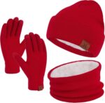 Winter Beanie Hat Scarf Touchscreen Gloves Set for Men and Women, Beanie Gloves Neck Warmer Set with Warm Knit Fleece Lined - Image 15