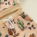 Toddler Boy Cactus Backpack Print Long Sleeve Pullover and Elastic Waist Long Pants 2-Piece Set for Fall - Image 6