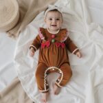 Christmas Infant Baby Girl Gingerbread Man Romper with Ruffle Long Sleeves and Contrast Color Jumpsuit - Image 4