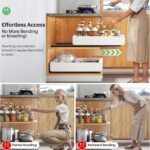 Expandable Pull Out Cabinet Organizer - Heavy Duty Slide Out Drawers with Adhesive Nano Film for Kitchen Base Cabinet Storage (12"-20", White) - Image 4