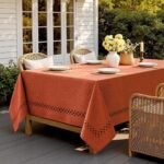 Burnt Orange Rectangle Linen Polyester Fall Thanksgiving Tablecloth with Decorative Cutouts Waterproof Stain Resistant Table Cloth 60X84 Inch Farmhouse Style for Dining Wedding Party - Image 9