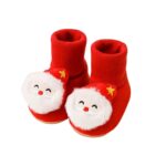 Plush Baby Christmas Socks and Shoes with Non-Slip Soft Soles - Santa, Reindeer, Snowman, and Tree Designs for First Walkers - Image 4