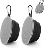 Portable Collapsible Dog & Cat Bowls with Lids - 2 Pack Travel-Friendly Foldable Water Dishes for Pets - Light Blue & Green, Small - Image 12