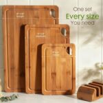 Deep-Carbonized Bamboo Cutting Boards for Kitchen with Wood Storage Stand, Reversible Charcuterie & Chopping Boards with Juice Grooves and Easy-Grip Handles, Knife-Friendly, Kitchen Gift - Image 9