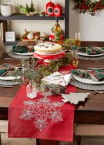 Sparkling Snowflakes Christmas Table Runner - 14x70 Embroidered Holiday Dining Decor - Image 5