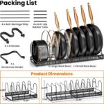Expandable Pots and Pans Organizer Rack - Adjustable Kitchen Cabinet Holder for Pot Lids and Bakeware with 10 Compartments - Image 6
