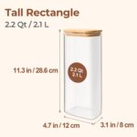 2.2 Qt Rectangular Glass Storage Containers with Bamboo Lids - Perfect for Pasta, Flour, Oats, Nuts, and Rice! - Image 2
