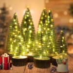 Mini Christmas Trees Set - 4 PCS Artificial Bottle Brush Trees with Timer LED String Lights, Battery Powered Desktop Decor for Home Xmas (Warm White) - Image 9