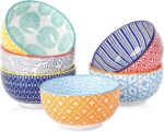 Vibrant  Ceramic Dipping Bowls Set - 6 Assorted 4 OZ Mini Bowls for Dipping & Side Dishes, Microwave & Dishwasher Safe!