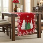 Embroidered Christmas Tree Table Runner - Festive Red & White Snowflake Design, 72 Inches Long for Holiday Dining & Coffee Table Decor - Image 6