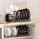 Expandable Pots and Pans Organizer Rack - Adjustable Kitchen Cabinet Holder for Pot Lids and Bakeware with 10 Compartments - Image 7