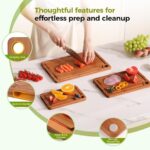 Bamboo Cutting Board for Kitchen, Wooden Cutting Board 3-Piece Set with Non-Slip Mat Deep Juice Groove and Built-In Handles, Wood Cutting Board for Meat Vegetables Fruit Ideal Gift for the Home - Image 5