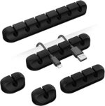 Revolutionary Cord Holder Cable Organizer Clips – Sleek Self-Adhesive Solution for Tidy Desks, Cars, and Nightstands – Durable Black Silicone with Versatile Slot Options!