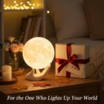 3.5 Inch 3D Moon Lamp - Perfect White Elephant Gift for Women & Girls, Touch-Dimmable LED Night Light with Ceramic Base, Dual-Color Mood Lighting for Kids Room & Christmas Decor - Image 6