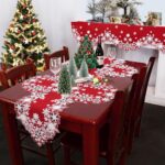 Christmas Snowflake Embroidered White Table Runner - Elegant Red Accent, 14x70 Inches for Winter Decor - Image 6