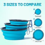 Portable Collapsible Dog & Cat Bowls with Lids - 2 Pack Travel-Friendly Foldable Water Dishes for Pets - Light Blue & Green, Small - Image 4