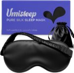 100% Pure Mulberry Silk Sleep Mask - Luxurious 22 Momme Soft Eye Mask for Ultimate Light Blocking, Adjustable for Men & Women, Perfect for Restful Sleep - Black