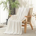 Ultra-Soft Cream Knit Throw Blanket - Lightweight & Fluffy 50x60 Inches for Couch & Bed - Image 4