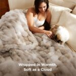 Gentlesoft Fluffy Faux Fur Blanket - Cozy Twin Size Tie-Dye Taupe Throw for Couch & Bedroom, Perfect Gift for Women, 60x80 Inch - Image 2